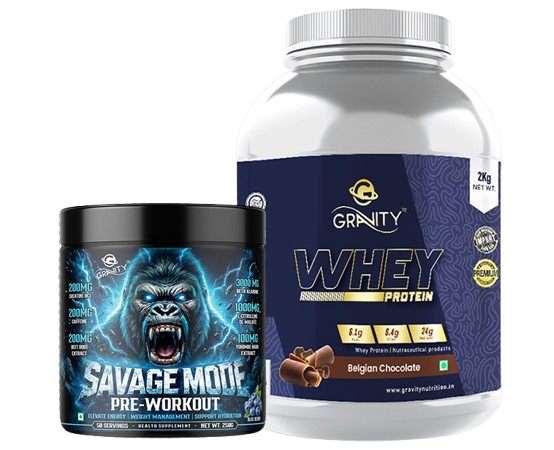 Gravity Nutrition Whey Protein and Savage Mode Pre-Workout